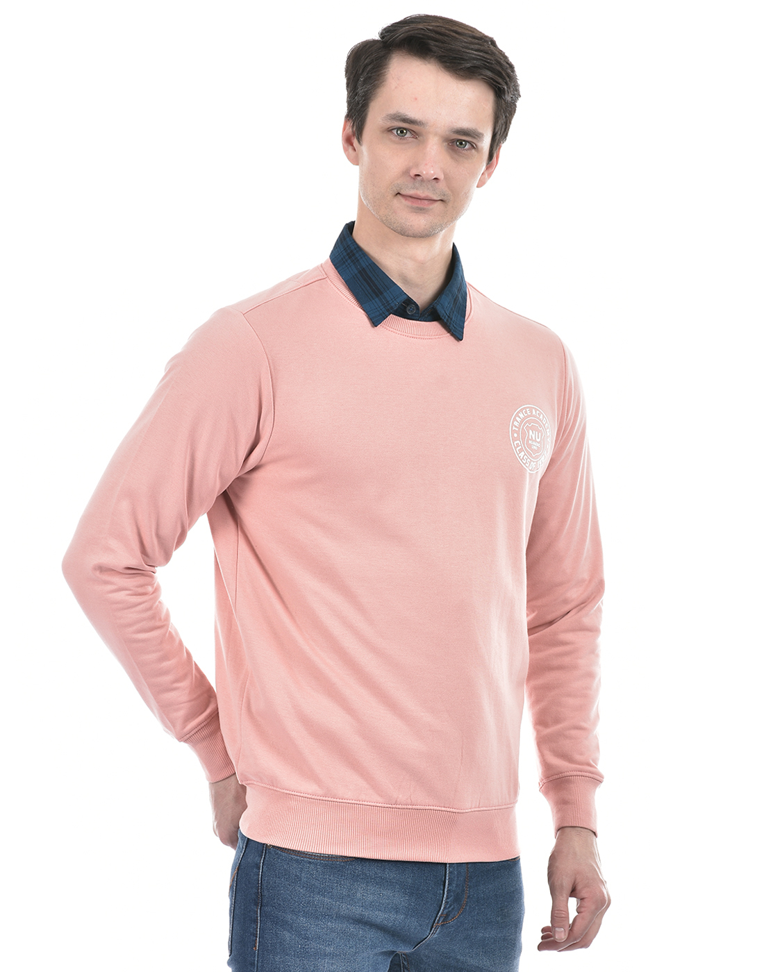 Numero Uno Men Abstract Pink Sweat Shirt
